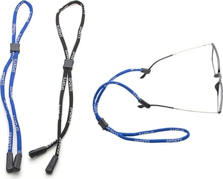 INF Verstelbare Brillenbandjes, Zwart/Blauw, 64cm, 2-pack
