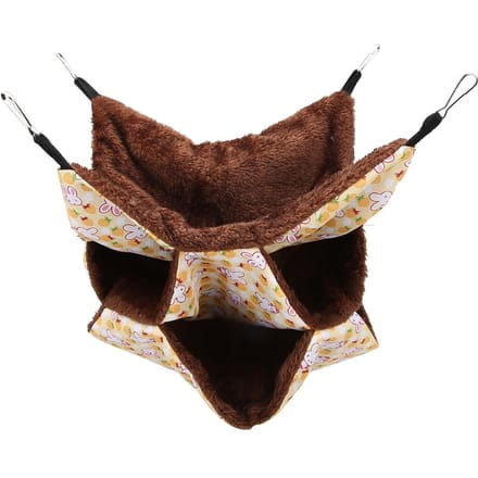 Hamac Chaud à Trois Couches pour Petits Animaux de Compagnie Lit Suspendu Sac de Couchage pour Hamster Planeur de Sucre jaune