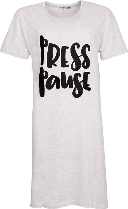 Temptation Dames Nachthemd - Bigshirt - Licht Grijs - Maat L