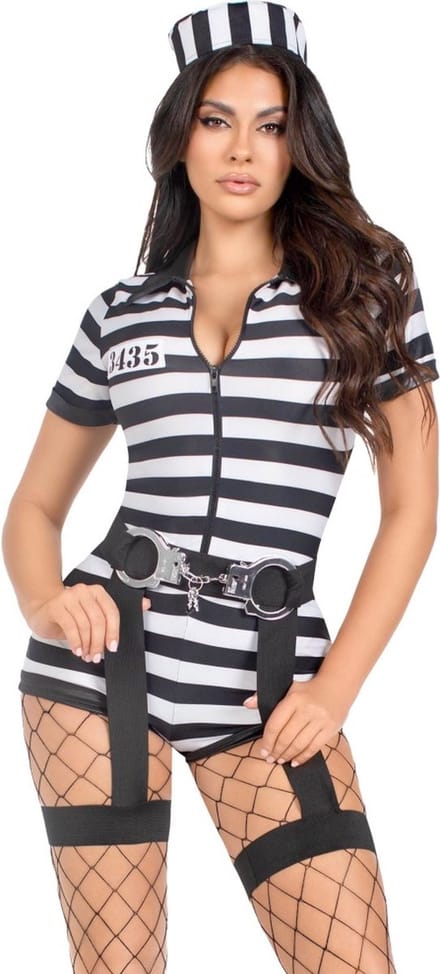 Korte jumpsuit voor vrouwen Leg Avenue Jail Bird
