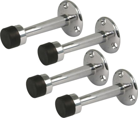 AMIG Deurstopper/deurbuffer - 4x - 75mm - muurbevestiging - verchroomd messing
