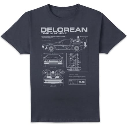 Back to the Future DeLorean Schematic T-shirt - Navy - XL