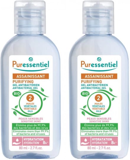 Puressentiel Zuiverende Antibacteriële gel met 2 Plantaardige Oliën Set van 2 x 80 ml
