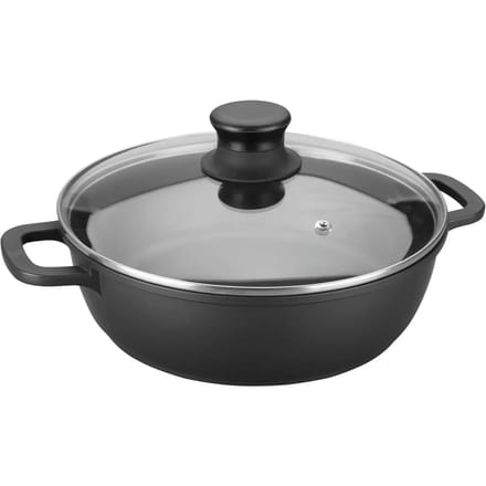 Aluminium steelpan met deksel van gesmolten glas Lacor Titanium Pro D.24 cm