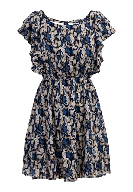 Faina Jurk Dames Blauw Veelkleurig