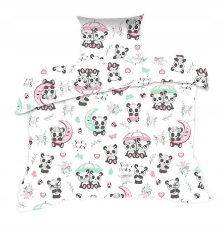Kinderbeddengoed Panda 100x135 cm met kussenlus 40x60 cm - Katoen
