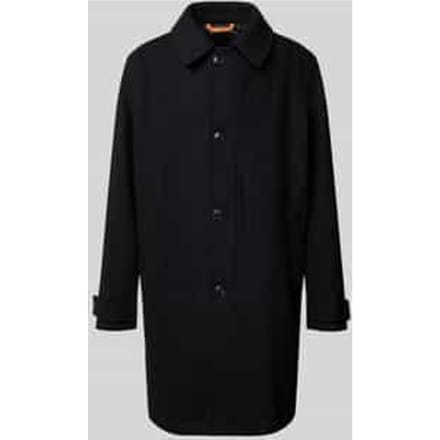 Regular fit lange wollen jas met platte kraag, model 'OCOZIER'
