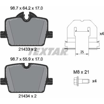 Remblokset TEXTAR 2143301, achter