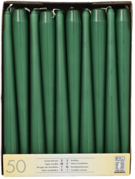 papstar leuchterkaarsen- 22 mm- donkergroen- 50 stuks pack