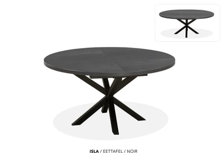 Maxfurn - Ronde uitschuiftafel 140/180 | Zeer krasvast | Kleur: Zwart