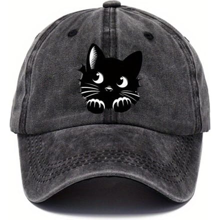 Baseballpet met Kattenprint, Schattig Ontwerp en Verstelbare Outdoor Staart Hat Adjustable black