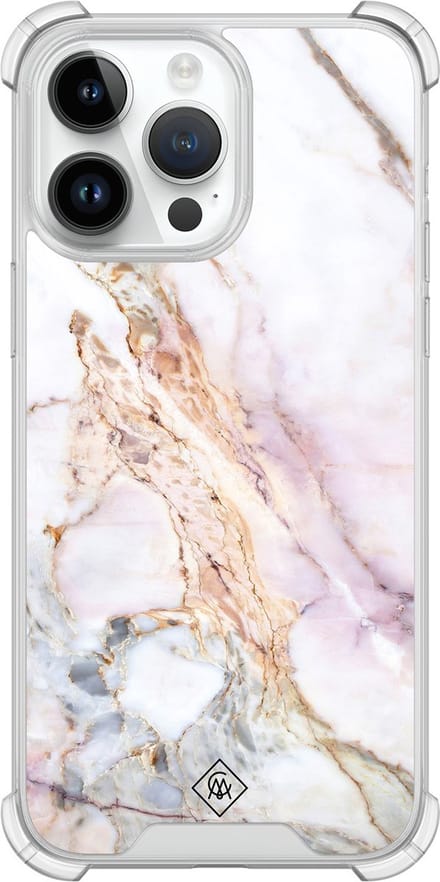 Casimoda® hoesje - Geschikt voor iPhone 14 Pro Max - Parelmoer Marmer - Shockproof case - Extra sterk - TPU/polycarbonaat - Multi, Transparant