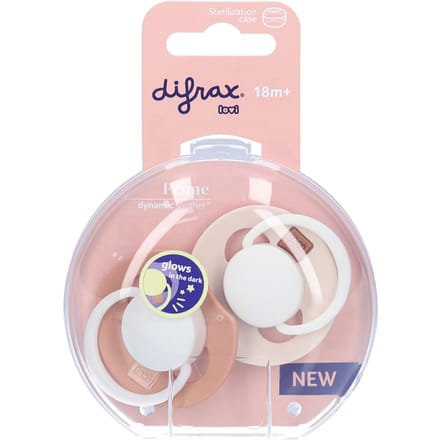 Difrax LOVI Fopspeen Dynamisch - Prime Glow - 18+ Maanden - Beige & Bruin - 2 Stuks