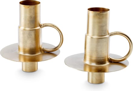 Set/2 Bottle Candle Holders Metal Gold 7x8.5cm