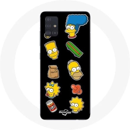 Coque pour Samsung Galaxy A71 Les Simpson autocollants fond noir