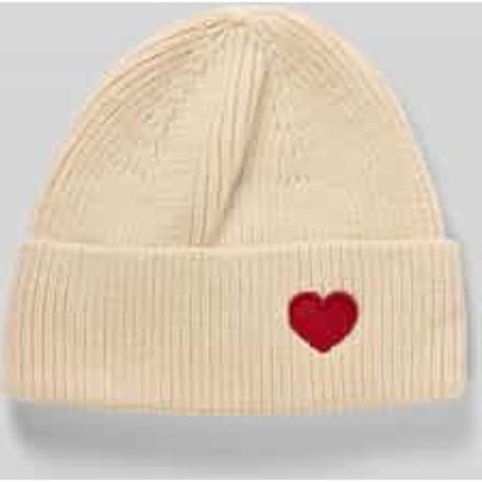 Gebreide muts met motiefstitching, model 'Happy Heart'