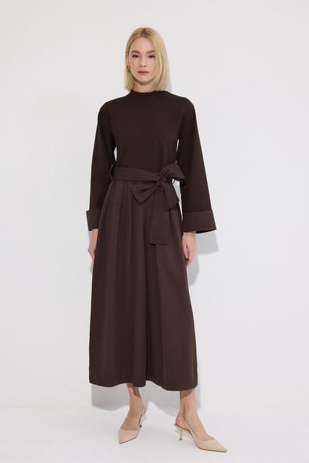 Touché Privé - Jumpsuit met riem - Donkerbruin - Dames