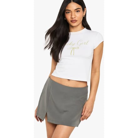 boohoo Dames Split Hem Mini Skort | Grey | Maat: 6