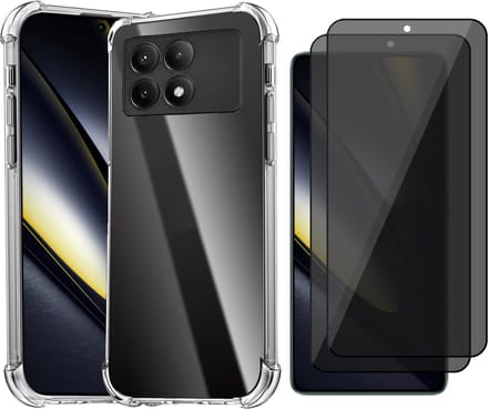 Hoesje geschikt voor Poco F6 Pro - 2x Privacy Screenprotector Volledig Dekkend Glas - Shockproof Transparant