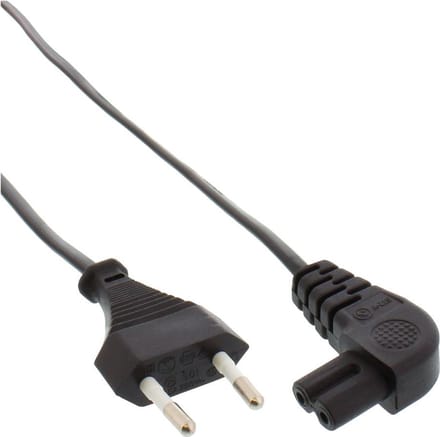 C7 (haaks links/rechts) - CEE 7/16 (recht) stroomkabel - 2x 0,75mm / zwart - 2 meter