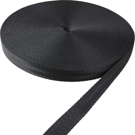 Zwarte Nylon Band 20mm Breed - 25 Meter Op Rol