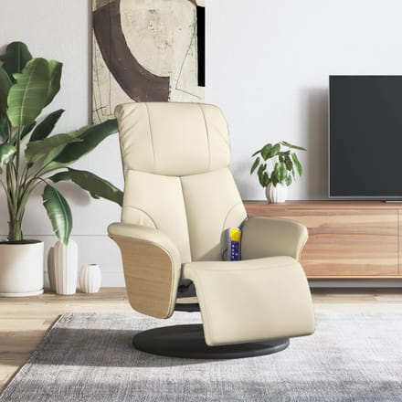 vidaXL - Massagestoel - verstelbaar - met - voetensteun - kunstleer - crèmekleurig