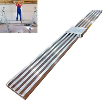 Steigertoren Platform - Werkbord Aluminium - Kluswerk Binnen - Verstelbare Lengte - 330 cm - Zilver