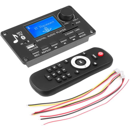 12V LCD MP3-decoder DAC Bluetooth V5.0 Audio-ontvanger APE FLAC WMA WAV-decoder Ondersteuning Opname Radio Songteksten Display met versterkerbord black