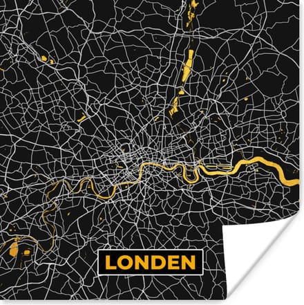 Poster Londen - Stadskaart - Plattegrond - Goud - Kaart - 30x30 cm