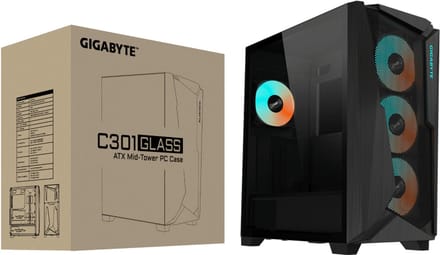 Gigabyte C301G V2 Midi-tower PC-behuizing Zwart Stoffilter, Geïntegreerde verlichting