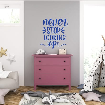 Muursticker - Never Stop Looking Up - 40,6 x 44,1 - Blauw