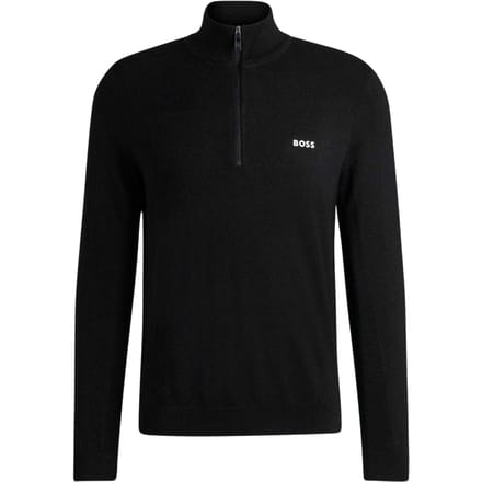 Boss Heren Zip Necker Regular Trui (Zwart)
