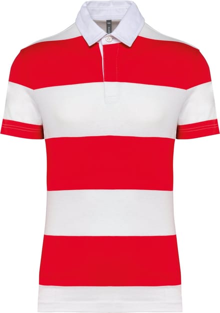 Kariban Gestreepte uniseks polo korte mouwen K286 - Red / White Stripes - L