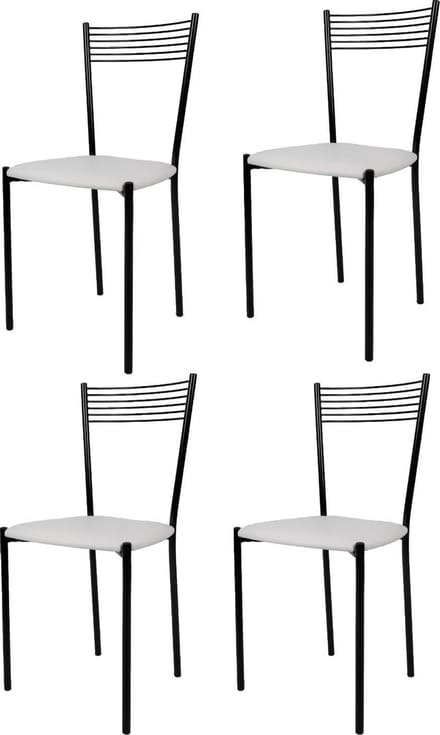 Tommychairs Elegance - Eetkamerstoelen - Set van 4 - Zwart & Wit - Kunstleer & Metaal