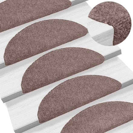 vidaXL - Trapmatten - Zelfklevend - 5 - stuks - 56x17x3 - cm - lichtbruin - Halfrond