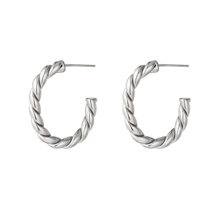 Yehwang oorbellen - Hoops Rope - Zilverkleurig