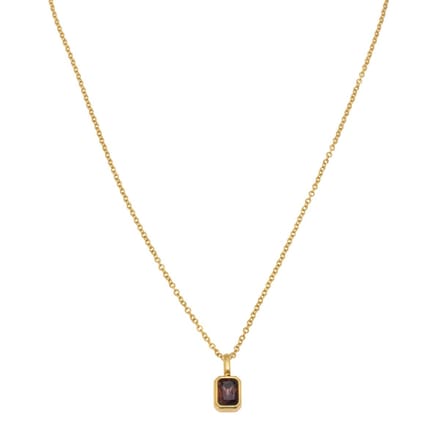 Essenza Dark Purple Octagon Stone Necklace Gold