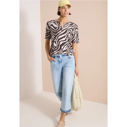 Shirt met gespleten hals met print