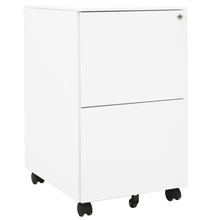 vidaXL - Ladeblok - verrijdbaar - 39x45x67 - cm - staal - wit