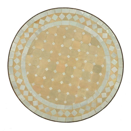 Mozaïek bijzettafel Ø45cm wit-rhombus