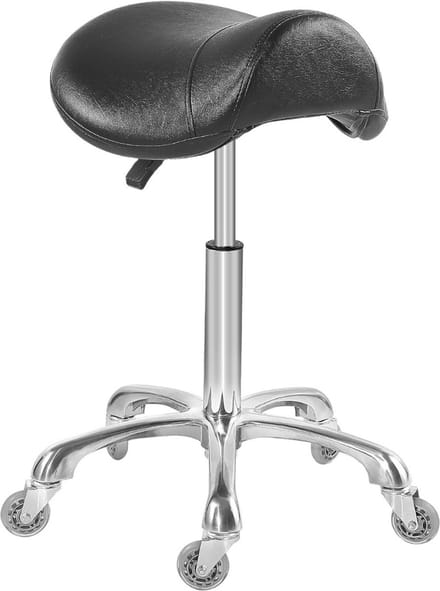 Zadelkruk op Wielen - Kapperskruk Ergonomisch - Tabouret - Zwart