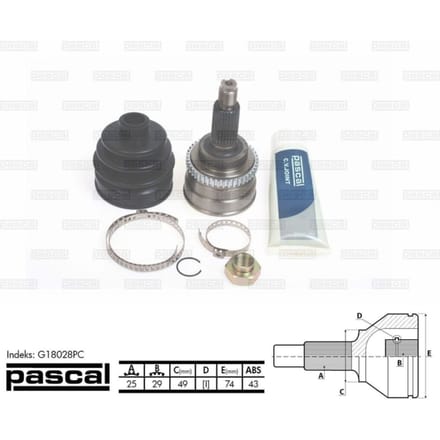 Homokineet reparatie set, aandrijfas PASCAL G18028PC