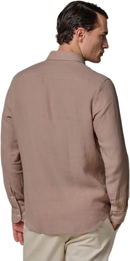 Linnen overhemd Profuomo roze Regular fit