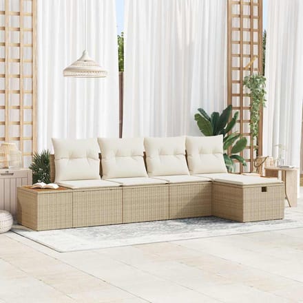 vidaXL - Tuinbank - Set - 6 - st - Beige - poly - rattan
