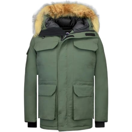 Beluomo Lange parka jas met bontkraag