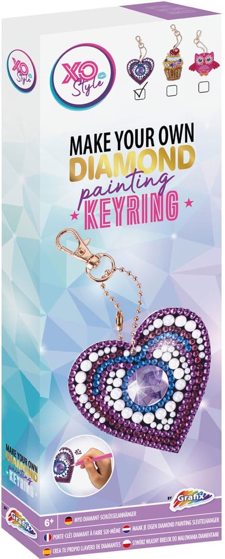 Diamond painting - Maak je eigen sleutelhanger - Diamond paint - sleutelhanger - Cupcake, hart of uil