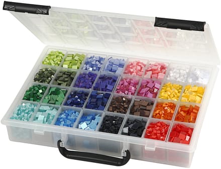 Mini mozaiek, afm 5x5 mm, Inclusief assortimentsdoos, 32x25 gr