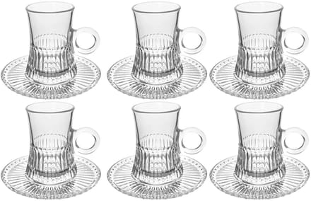 MONOO Turkse Theeglazen met Schoteltje - 125ml - Set van 12