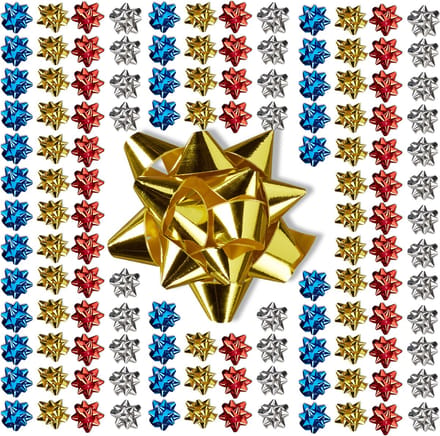 cadeaustrik set van 200 - zelfklevend - kerst - 5x5 cm - meerdere kleuren