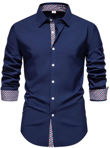 ALLTHEMEN Mannen Chambray Ruit Overhemd - Slank Fit Kreukvrij - XL